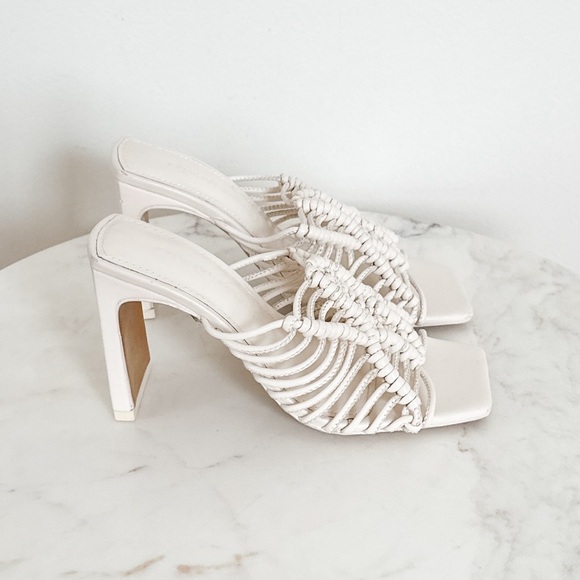 NEW Jonathan Simkhai Audra Macrame Heeled Sandals Ivory Size 35 5 US - Picture 8 of 14